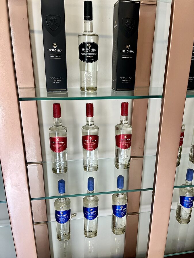 Bodega Aranjuez singani Insignia bottles in Tarija