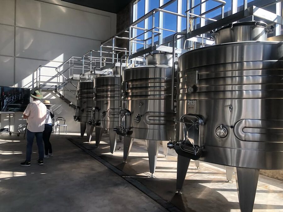 Wine fermentation tanks at a winery in Tarija, Bolivia