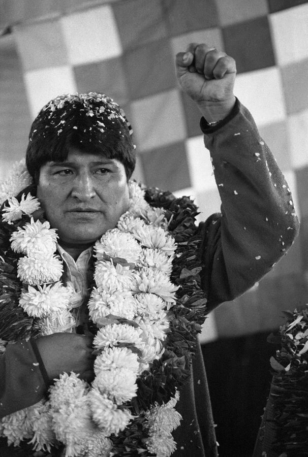 Evo Morales in 2006, his first year as president of Bolivia