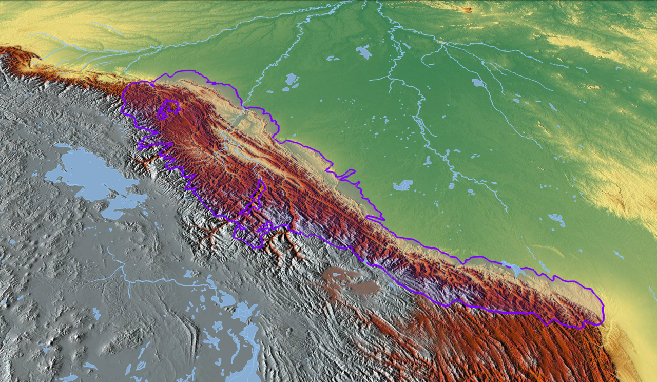 Relief map of the Bolivian Yungas, the main coca-growing region