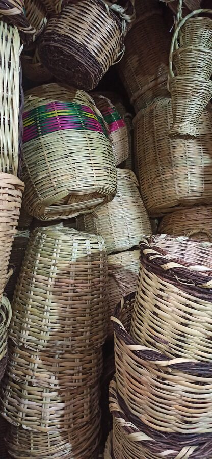Baskets at a market in Cochabamba