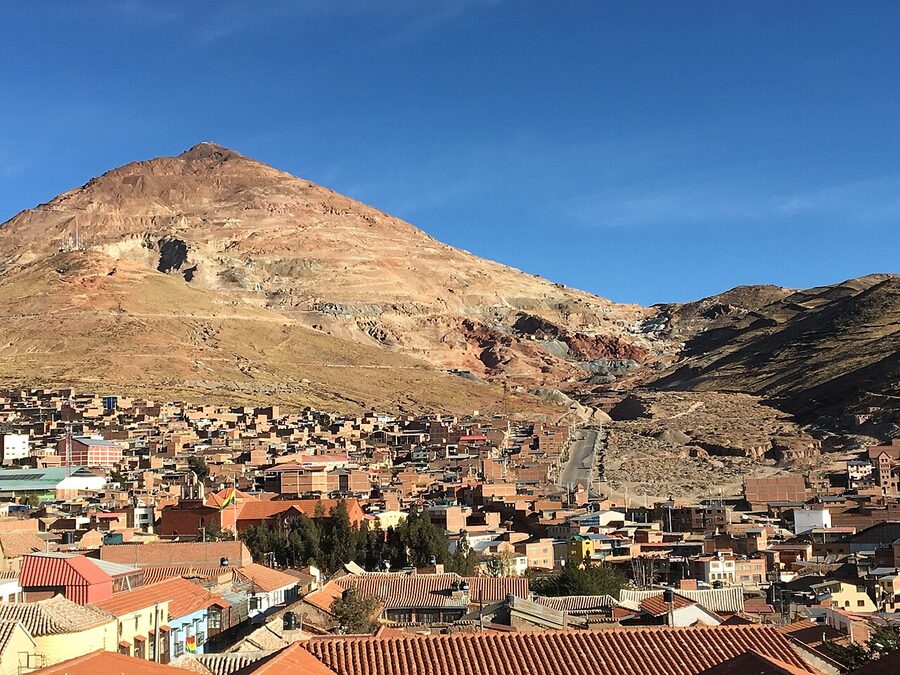 Cerro Rico looming over the city of Potosí, Bolivia