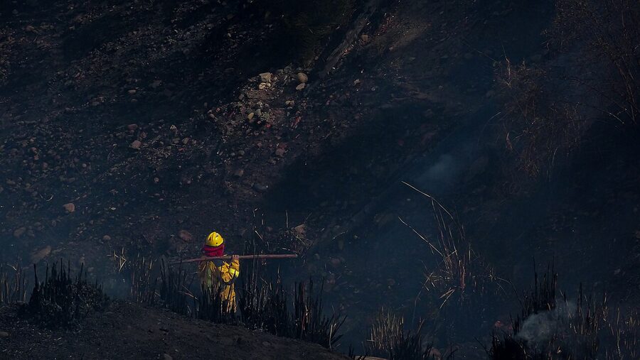 A forest fire burning in Bolivia