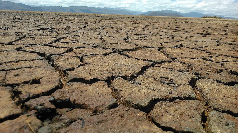 The dried lakebed of Lake Poopó in Bolivia