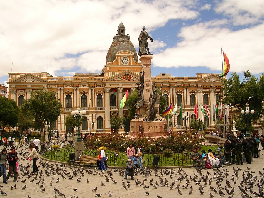 The Palacio Quemado on Plaza Murillo, the Bolivian government palace