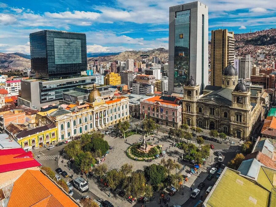 Plaza Murillo, the central square of La Paz, Bolivia