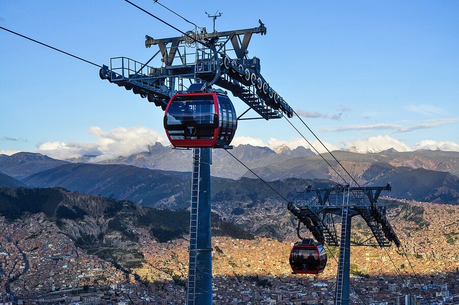 The Red Line of Mi Teleferico in La Paz