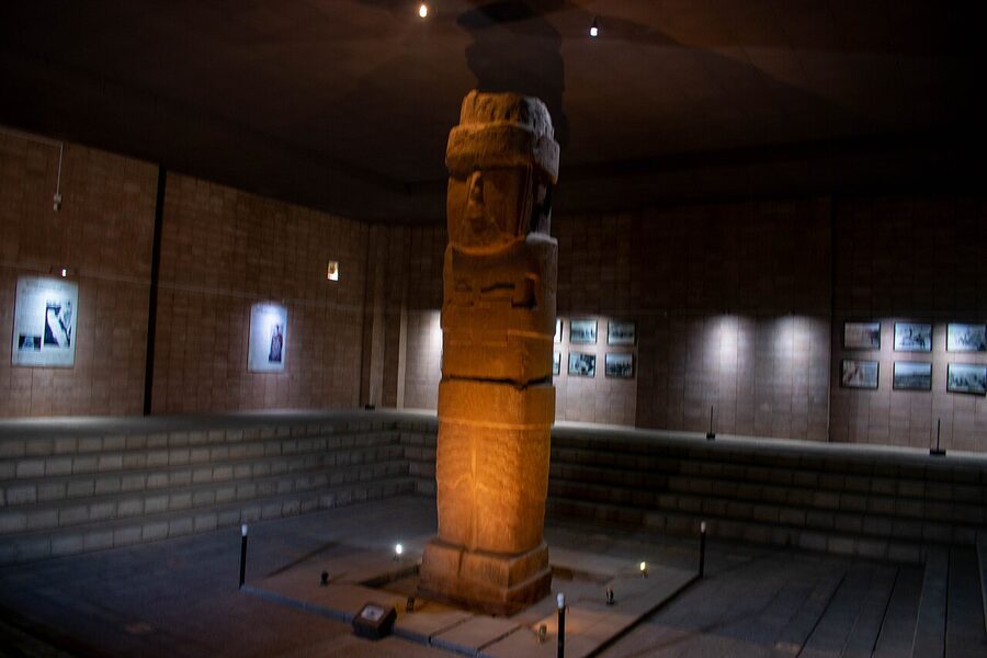 The archaeological ruins of Tiwanaku near Lake Titicaca