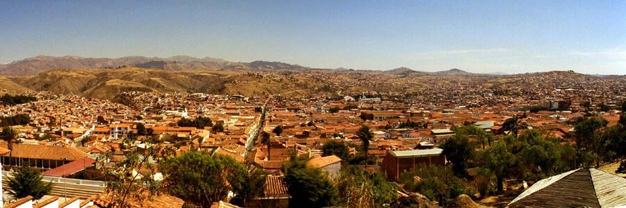 A wider cityscape view of Sucre, Bolivia