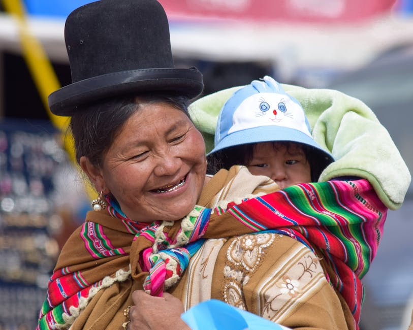 A Bolivian cholita in traditional pollera dress