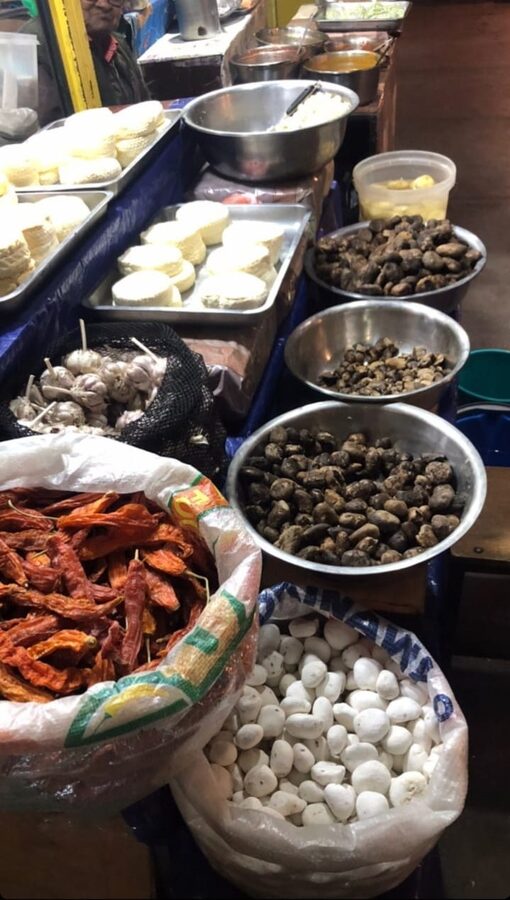 Chuño and tunta freeze-dried potatoes at Mercado Lanza, La Paz