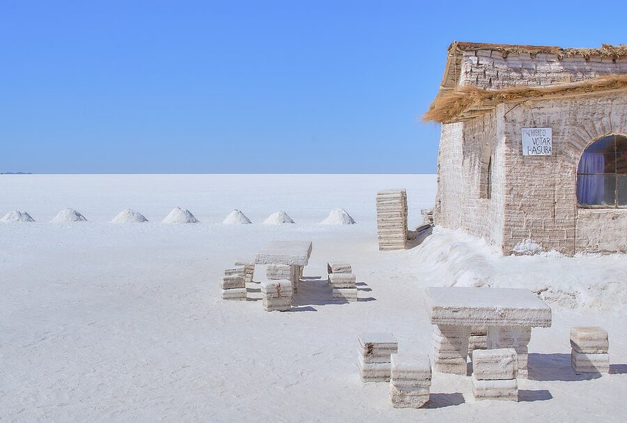 A salt hotel built on the Salar de Uyuni