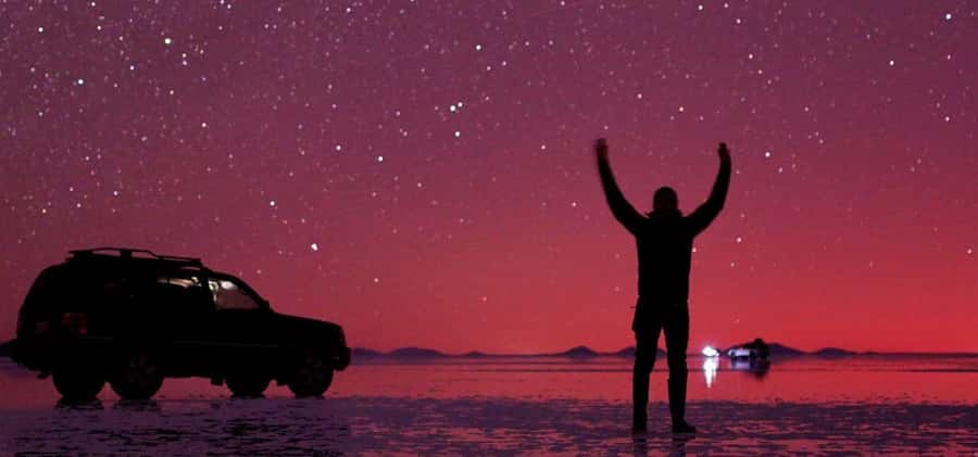 From Uyuni: Salar de Uyuni Stargazing and Sunset/Dawn - Sunset on a vast white plain